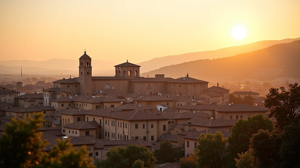 Paesaggio urbano di Perugia con elementi moderni